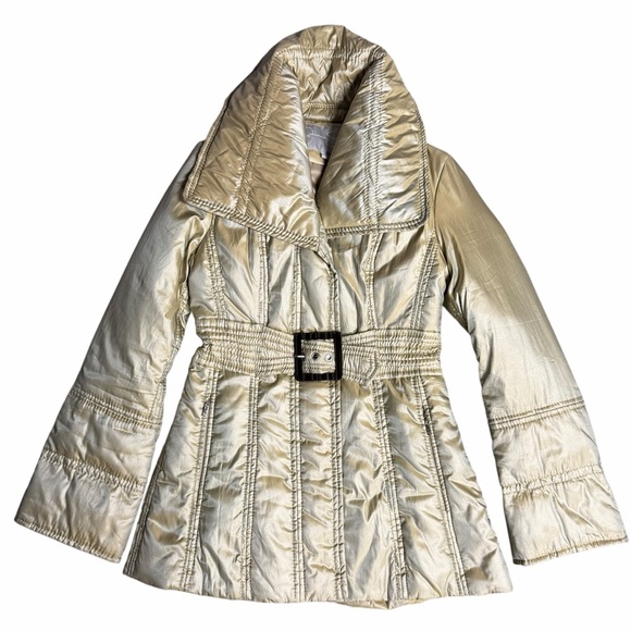 Jessica Simpson Jackets & Blazers - Y2K Jessica Simpson Belted Gold Puffer Coat Size Small